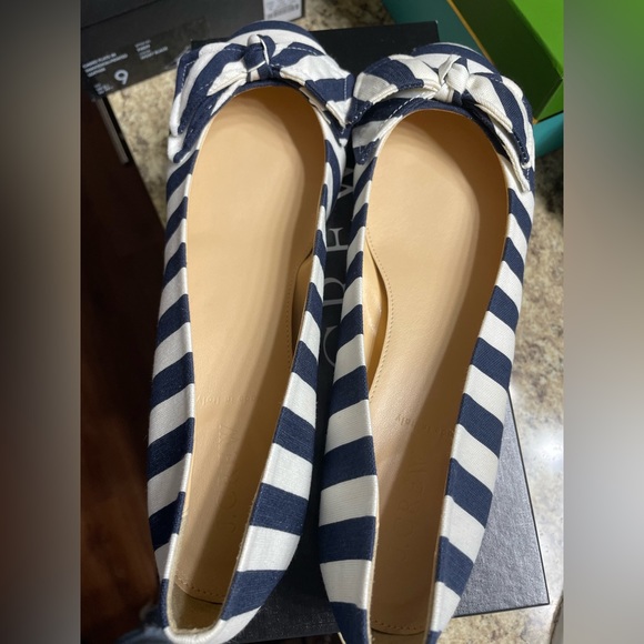 J. Crew Shoes - J. Crew Cece Stripe Ballet Flats with Bow. Size 9.5. Like New.
